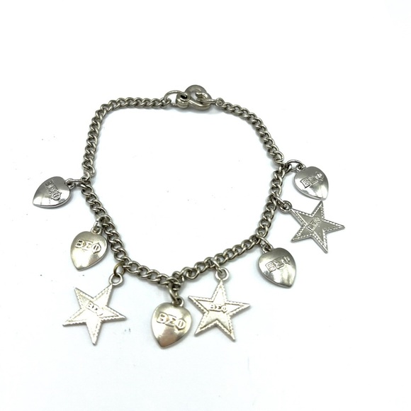 50's 60’s BETA SIGMA PHI Heart Star Charm Vintage Members Bracelet 925 Silver - Picture 1 of 15